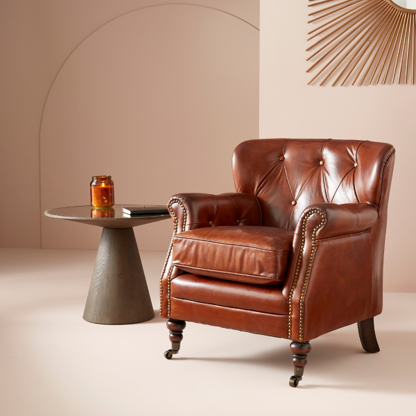 Fauteuil de bar en cuir chocolat NEWCASTLE